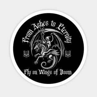 From Ashes to Eternity T-Shirt: Grim Reaper Riding Dragon - Epic Fantasy Tee Magnet